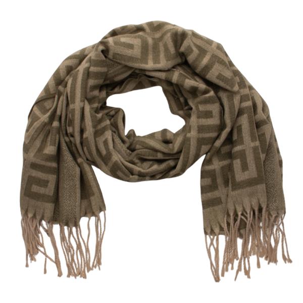 GREEK PATTERN TASSEL OBLONG SCARF