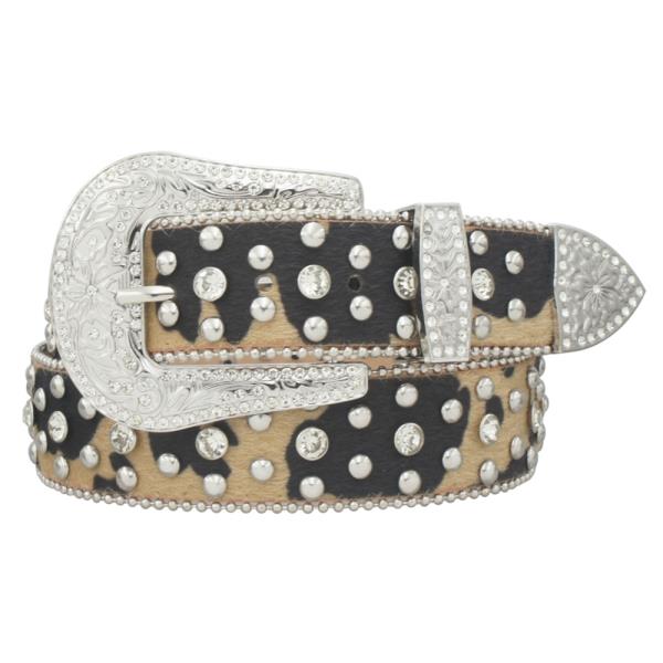 COW PRINT RS EMBELLISHED WESTERN BELT