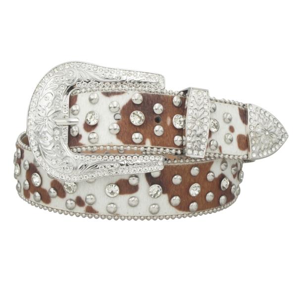 COW PRINT RS EMBELLISHED WESTERN BELT