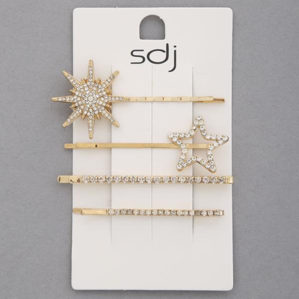 SDJ STAR RHINESTONE METAL HAIR PIN SET