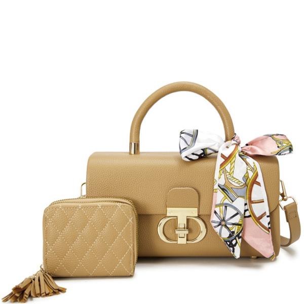 2IN1 TRENDY BOW SCARF HANDLE CROSSBODY W WALLET SET