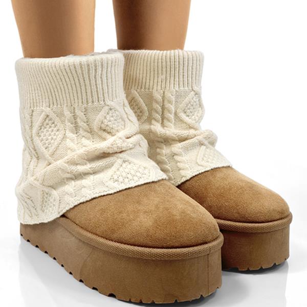 KNIT COVERED WINTER SHORT BOOTS 12 PAIRS