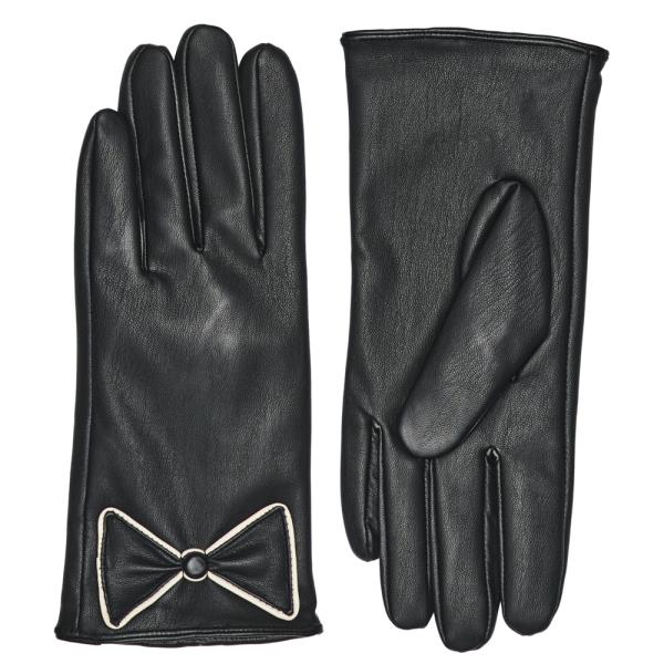 FAKE LEATHER GLOVE WITH RIBBON