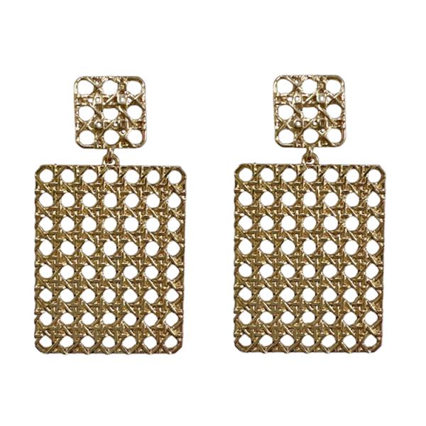 RECTANGLE METAL DANGLE EARRING