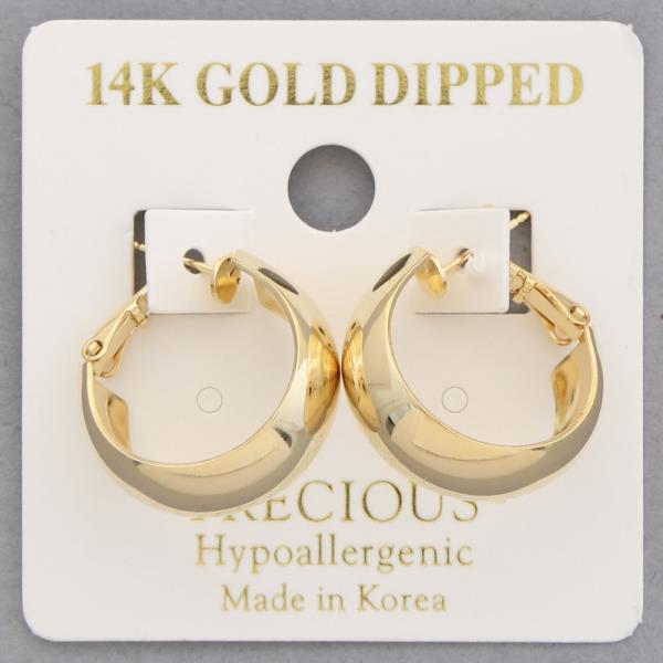 14K GOLD DIPPED WIDE HOOP EARRING