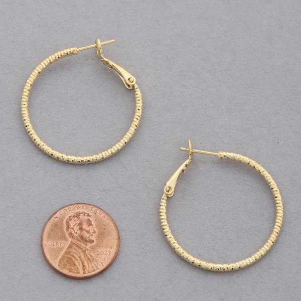 TEXTURED 14K GOLD DIPPED HOOP EARRING