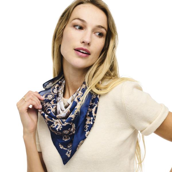 FLOWER SILKY SQUARE NECK SCARF