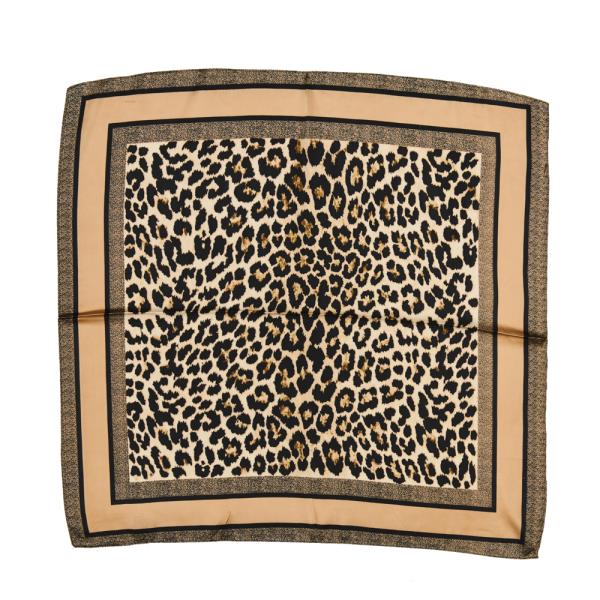 LEOPARD SILKY SQUARE NECK SCARF