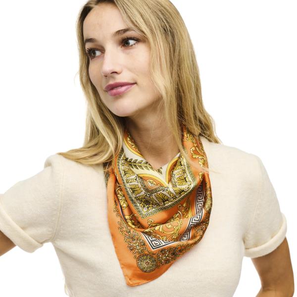 MULTI PATTERN SILKY SQUARE NECK SCARF