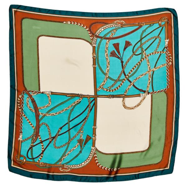 BELT PATTERN SILKY SQUARE NECK SCARF