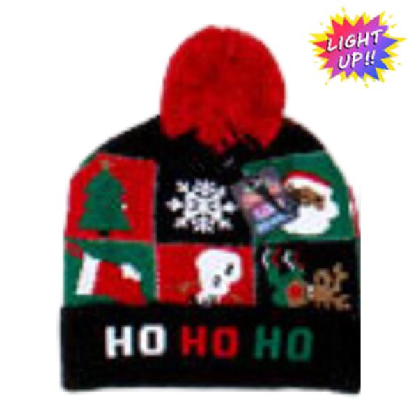 CHRISTMAS LIGHT UP BEANIES POM POM