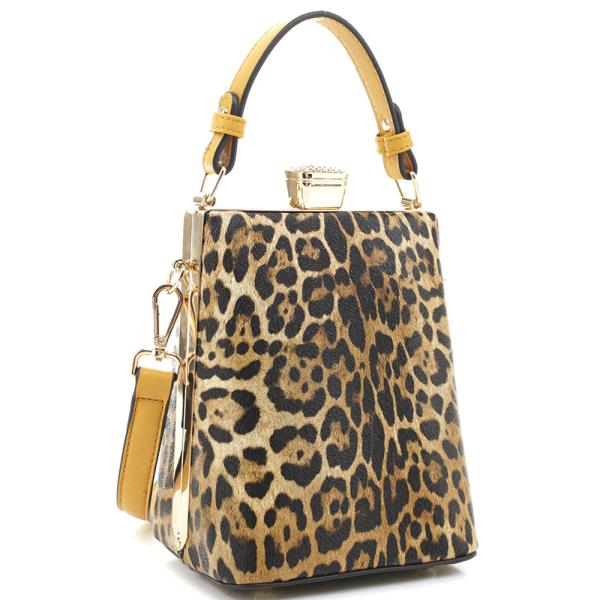 SMOOTH ANIMAL PRINT HANDLE CROSSBODY BAG