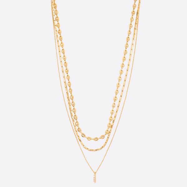 SODAJO LAYERED METAL GOLD DIPPED NECKLACE