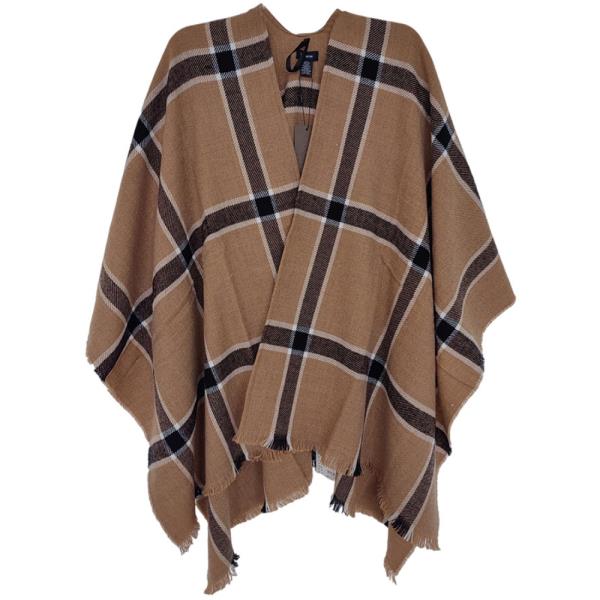 PLAID PATTERN PONCHO