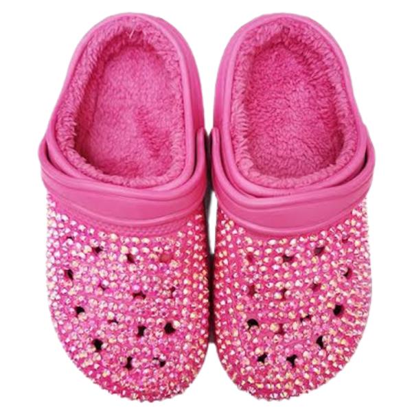 AB RHINESTONE STUDDED COZY LINED SOFT BOAT SHOE SLIPPERS