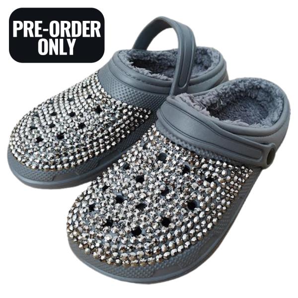 AB RHINESTONE STUDDED COZY LINED SOFT BOAT SHOE SLIPPERS