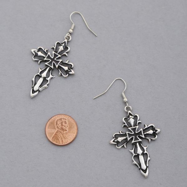 CROSS METAL DANGLE EARRING