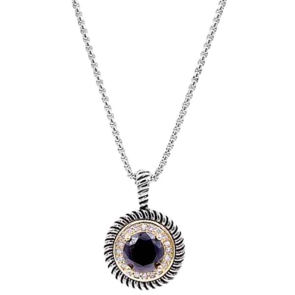RHODIUM PLATED CUBIC ZIRCONIA PENDANT NECKLACE