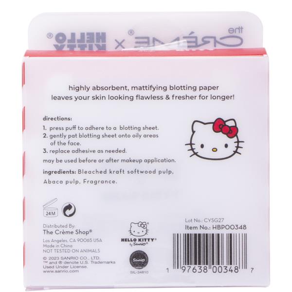 THE CREME SHOP X HELLO KITTY MATTIFYING BLOTTING PAPER W REUSABLE COMPACT MIRROR AND ADHESIVE PUFF