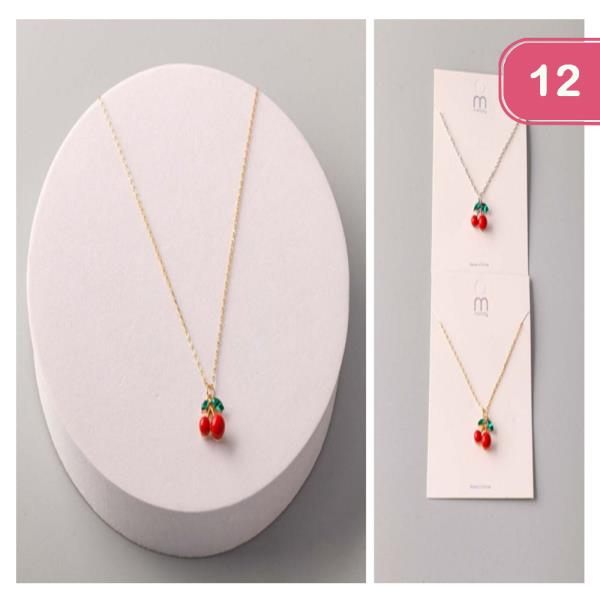 CHERRY CHARM NECKLACE (12 UNITS)