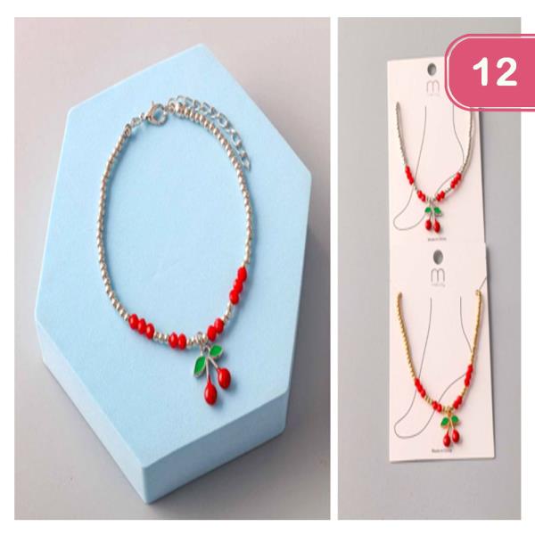 CHERRY BEADED ANKLET (12 UNITS)