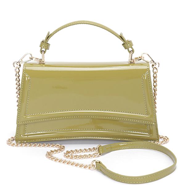 ENAMEL TOP HANDLE FLAP BAG