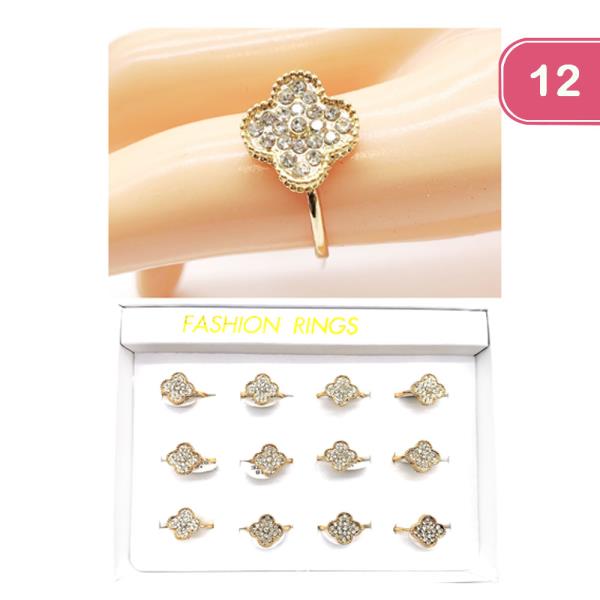 CLOVER RHINESTONE RING (12 UNITS)