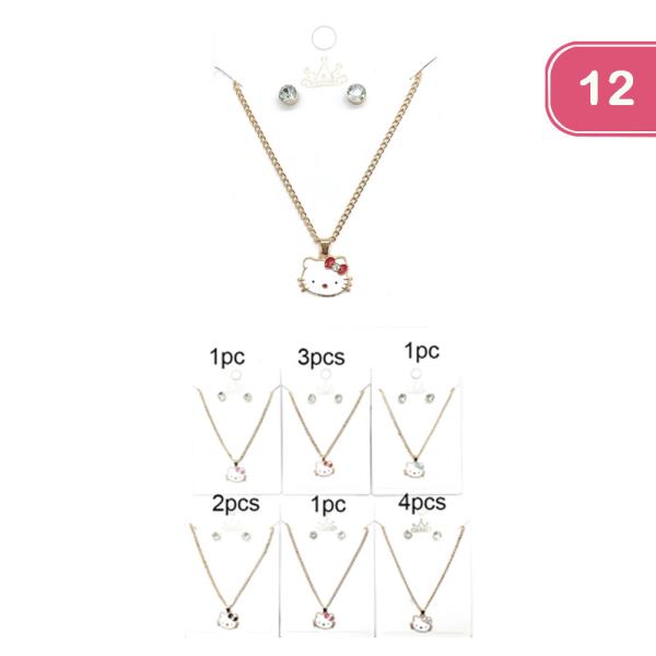 CUTE EARRING NECKLACE SET (12 UNITS)