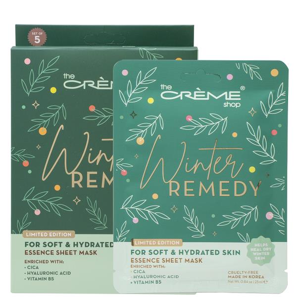 THE CREME SHOP WINTER REMEDY FOR SOFT AND HYDRATED SKIN ESSENCE SHEET MASK 5 PC SET