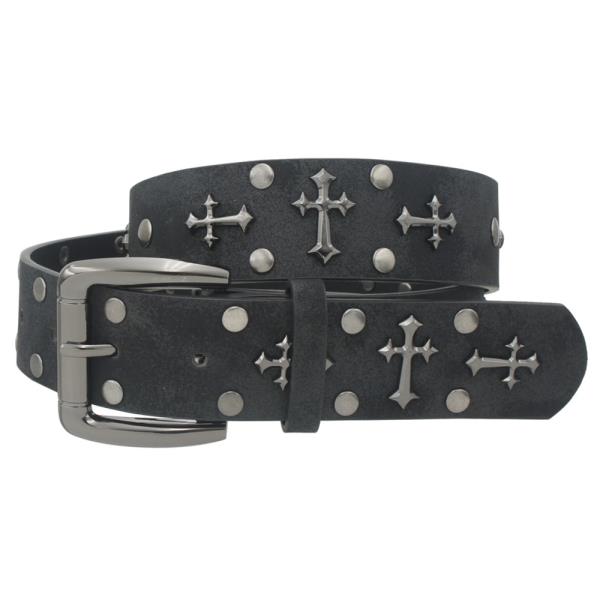 MENS CROSS & STUD EMBELLISHED BELT