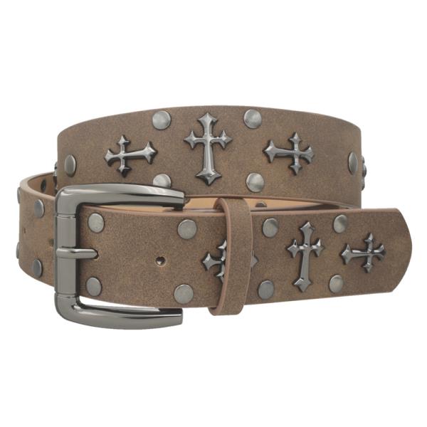 MENS CROSS & STUD EMBELLISHED BELT