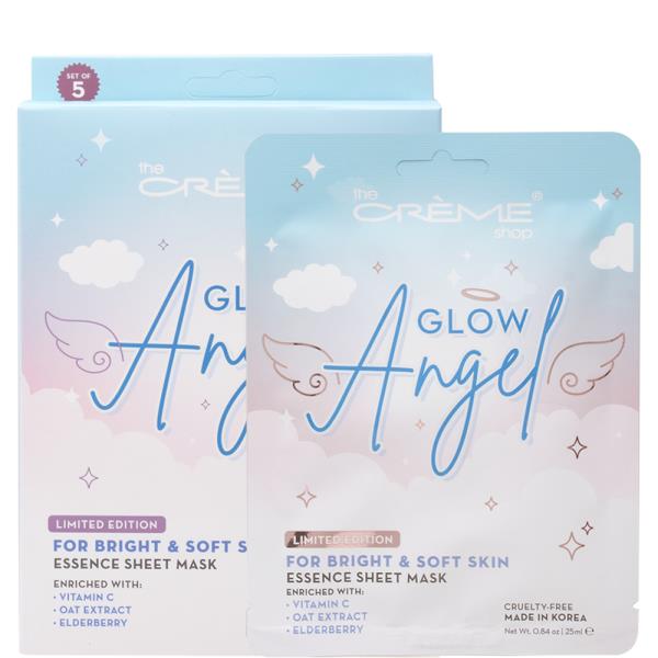 THE CREME SHOP GLOW ANGEL FOR BRIGHT AND SOFT SKIN ESSENCE SHEET MASK 5 PC SET