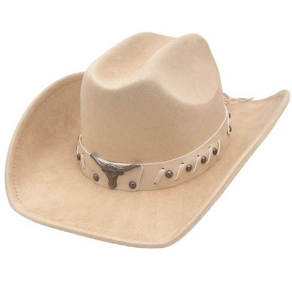 LONG HORN LOOP STITCH BANDED COWBOY HAT