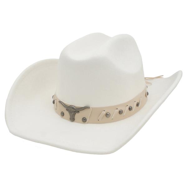 LONG HORN LOOP STITCH BANDED COWBOY HAT