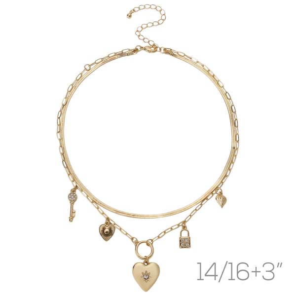 HEART MULTI CHARM LAYERED NECKLACE