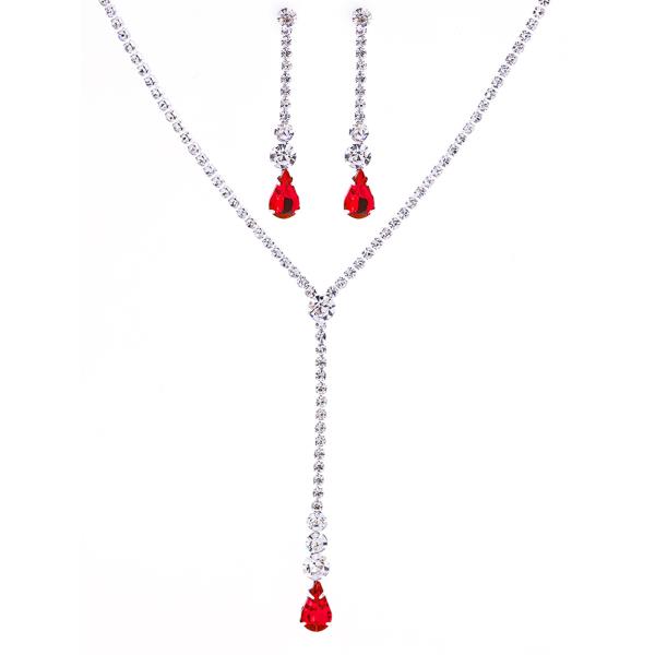 RHINESTONE TEARDROP NECKLACE EARRING SET