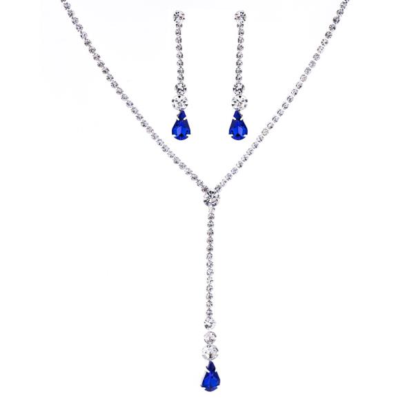 RHINESTONE TEARDROP NECKLACE EARRING SET