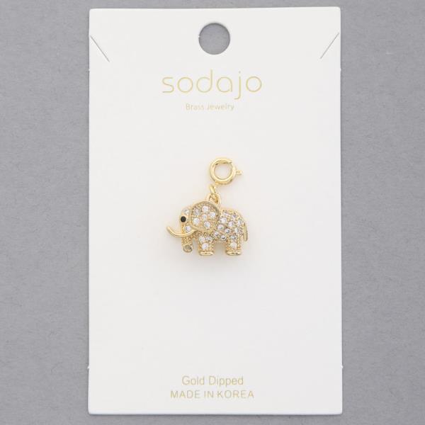 SODAJO ELEPHANT RHINESTONE GOLD DIPPED NECKLACE CHARM