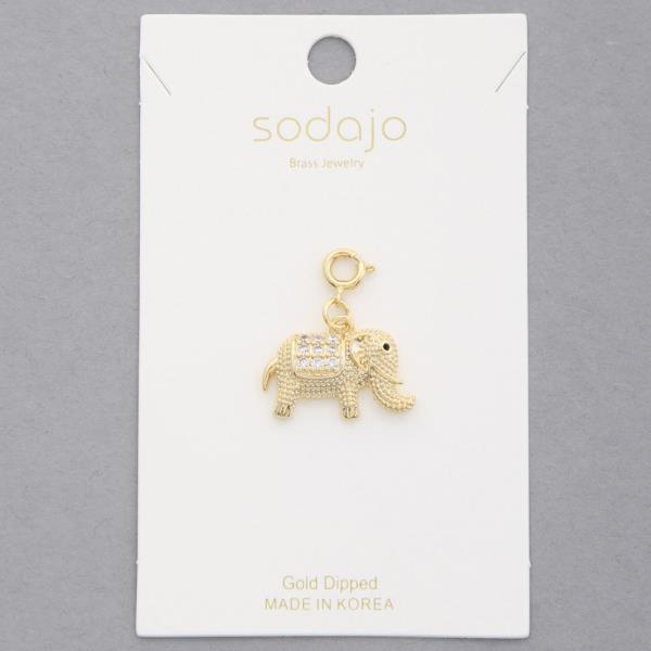 SODAJO ELEPHANT RHINESTONE GOLD DIPPED NECKLACE CHARM