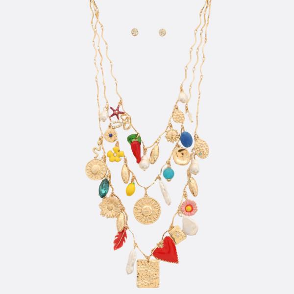 MULTI CHARM LAYERED NECKLACE