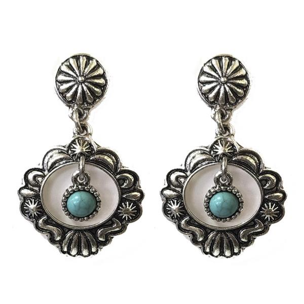 WESTERN STYLE TQ STONE DANGLE EARRING