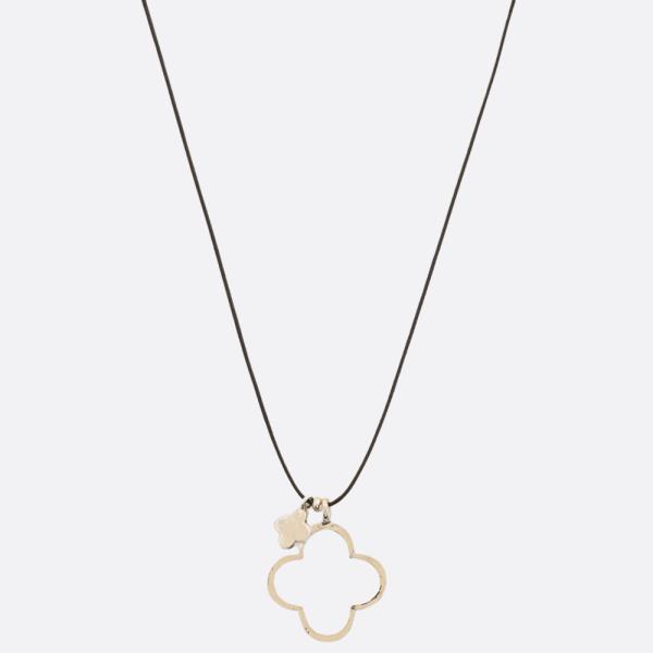 CUT OUT CLOVER PENDANT METAL NECKLACE