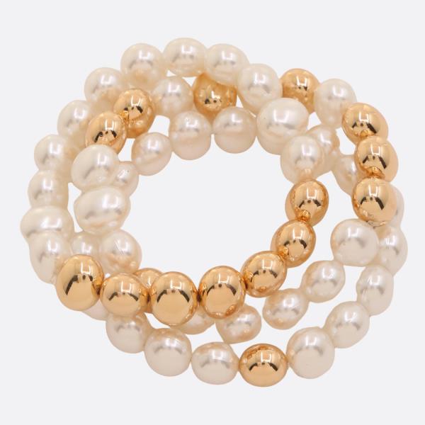 PEARL BALL BEAD BRACELET SET