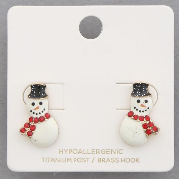 SNOWMAN RHINESTONE CHRISTMAS EARRING