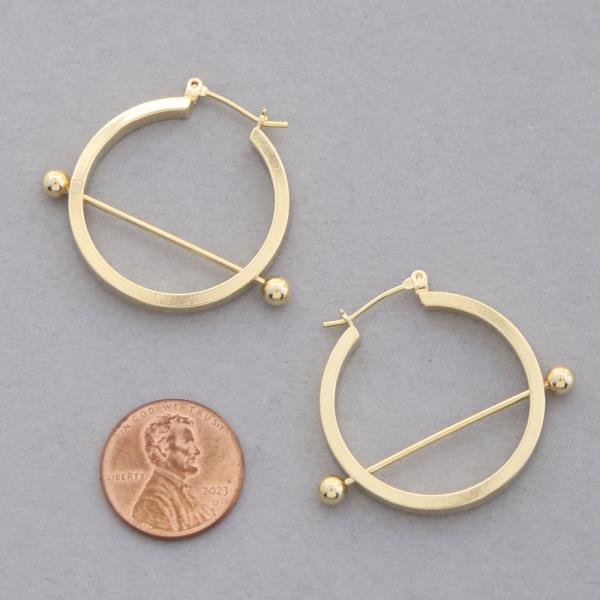 14K GOLD DIPPED METAL BAR HOOP EARRING