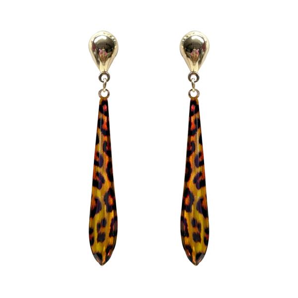 LEOPARD LONG OVAL SHAPED DANGLE