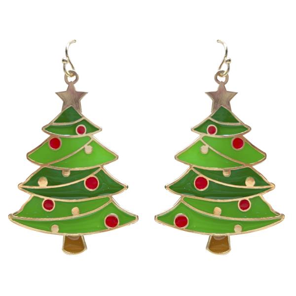 CHRISTMAS TREE EPOXY DANGLE EARRING