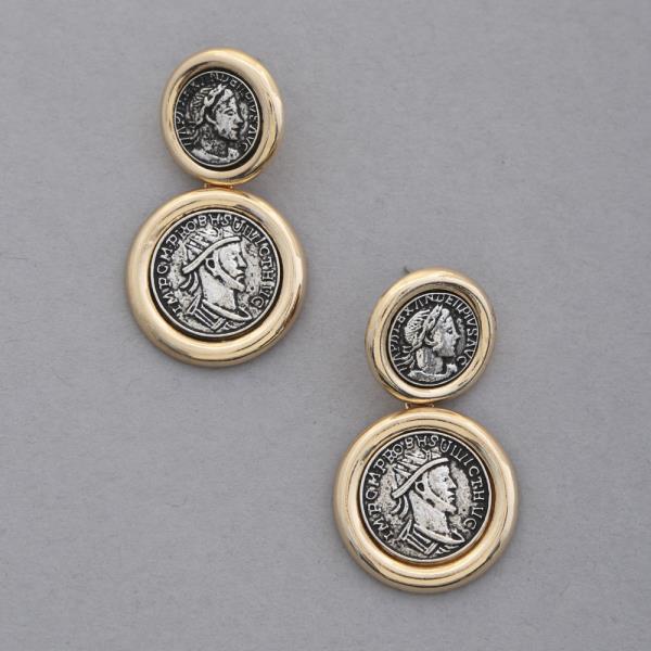 METAL COIN DANGLE EARRING