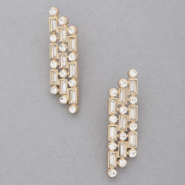 RHINESTONE BAR POST EARRING