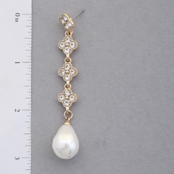 CLOVER PEARL BEAD DANGLE EARRING